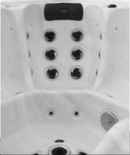 Load image into Gallery viewer, MAJORCA (USED) - This 6 seater family tub has 1 lounger, 1 massage pod and mounted Bluetooth speakers