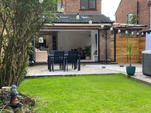 Load image into Gallery viewer, BLACK BIFOLD DOORS - Aluminium, glazed bi-folding doors 4m x 2.1m